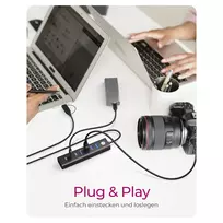 ice - ICY BOX IB-HUB1737-C3 USB šakotuvas, 7 prievadai, USB 3.2 Gen 1, Juodas (Black) - 2 nuotrauka