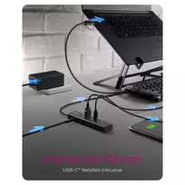 ice - ICY BOX IB-HUB1737-C3 USB šakotuvas, 7 prievadai, USB 3.2 Gen 1, Juodas (Black) - 3 nuotrauka