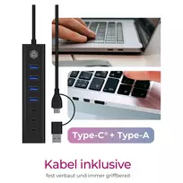ice - ICY BOX IB-HUB1737-C3 USB šakotuvas, 7 prievadai, USB 3.2 Gen 1, Juodas (Black) - 5 nuotrauka
