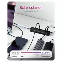 ice - ICY BOX IB-HUB1737-C3 USB šakotuvas, 7 prievadai, USB 3.2 Gen 1, Juodas (Black) - 6 nuotrauka