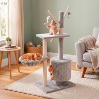 draskykle katems - Springos PA1037 draskyklė katėms, 108 cm, pilka (Grey) - 3 nuotrauka