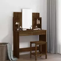 vidaXL Kosmetinis staliukas su veidrodžiu, rudas ąžuolo (Brown Oak), 96x39x142 cm