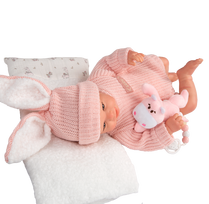 ranku darbo leles - Arias Reborn lėlė Lucia, Rožiniai (Pink) rūbeliai, 45 cm - 2 nuotrauka