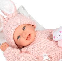 ranku darbo leles - Arias Reborn lėlė Lucia, Rožiniai (Pink) rūbeliai, 45 cm - 3 nuotrauka
