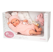 ranku darbo leles - Arias Reborn lėlė Lucia, Rožiniai (Pink) rūbeliai, 45 cm - 4 nuotrauka