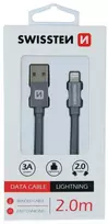 lightning to usb a cable - Swissten Textile USB To Apple Lighting Fast Charge Cable 2m Grey - 2 nuotrauka