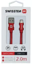 usb type c data cable - Swissten Textile USB To USB Type-C 3.1 Charge Cable 2m Red - 2 nuotrauka