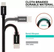 usb type c data cable - Swissten Textile USB To USB Type-C 3.1 Charge Cable 2m Red - 5 nuotrauka