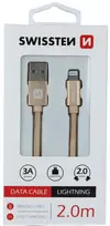 lightning to usb a cable - Swissten Textile USB To Apple Lighting Fast Charge Cable 2m Gold - 2 nuotrauka