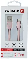 lightning to usb a cable - Swissten Textile USB To Apple Lighting Fast Charge Cable 2m Rose Gold - 2 nuotrauka