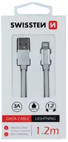lightning to usb a cable - Swissten Textile USB To Apple Lightning Fast Charge Cable 1.2m Silver - 2 nuotrauka