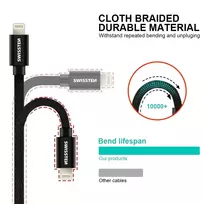lightning to usb a cable - Swissten Textile USB To Apple Lightning Fast Charge Cable 1.2m Gold - 4 nuotrauka