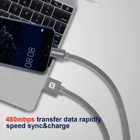 greito ikrovimo laidas 2m - Swissten Textile Micro USB Data and Charging Cable 0.2m Blue - 3 nuotrauka