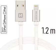 lightning to usb a cable - Swissten Textile Fast Charge USB To Apple Lightning Cable 1.2m Silver - 2 nuotrauka