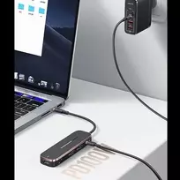 usa adapteriai - USAMS Adapteris šakotuvas 3xUSB + USB-C + HDMI juodos spalvos SJ578 šakotuvas 01 (US-SJ578) - 5 nuotrauka