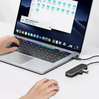 usa adapteriai - USAMS Adapteris šakotuvas 3xUSB + USB-C + HDMI juodos spalvos SJ578 šakotuvas 01 (US-SJ578) - 7 nuotrauka