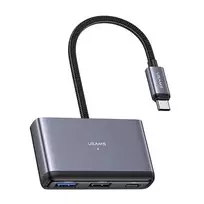 usa adapteriai - USAMS šakotuvas HUB 5in1 USB 2.0/USB 3.0/ USB-C/TF/SD pilkos spalvos SJ628HUB01 (US-SJ628) - 5 nuotrauka