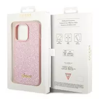 apple iphone 14 pro max case - Guess "PC/ TPU Glitter Flakes Metal Logo Case iPhone 14 Pro Max" Pink - 2 nuotrauka