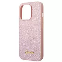 apple iphone 14 pro max case - Guess "PC/ TPU Glitter Flakes Metal Logo Case iPhone 14 Pro Max" Pink - 4 nuotrauka