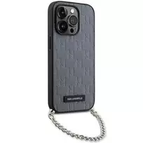 apple iphone 14 pro max case - Karl Lagerfeld "Saffiano Monogram Chain iPhone 14 Pro Max" Silver - 4 nuotrauka