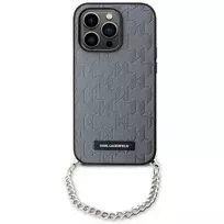 apple iphone 14 pro max case - Karl Lagerfeld "Saffiano Monogram Chain iPhone 14 Pro Max" Silver - 5 nuotrauka