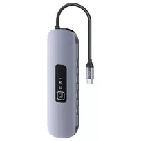 usa adapteriai - HUB USB Usams Adapteris HUB 10in1 3xUSB 3.0/TF/SD/USB-C/HDMI/RJ45/VGA PD100W pilka/blyški SJ644HUB01 (US-SJ644) - 4 nuotrauka