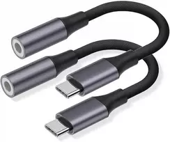 samsung usb c - RoGer RO-USBCDAC-GR USB-C į AUX 3.5mm adapteris Juodas (Black) - 3 nuotrauka