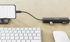 usb c laidas 4k - Swissten Aluminium Multi-Port Laptop Dock USB-C HUB 7-IN-1 Juodas (Black) - 2 nuotrauka