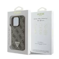 iphone 16 pro max magsafe - Guess Leather 4G Triangle Strass MagSafe dėklas Apple iPhone 16 Pro Max - Rudas (Brown) - 2 nuotrauka