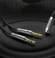 lizdo adapteris - Ugreen AV192 3.5mm (female) to 2x 3.5mm (male) audio cable Grey - 3 nuotrauka