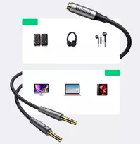 lizdo adapteris - Ugreen AV192 3.5mm (female) to 2x 3.5mm (male) audio cable Grey - 4 nuotrauka