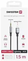 3.5 mm jack - Swissten 73502307 Audio Adapter Textile Lightning į 3.5mm Jack Kabelis 1.5m Juodas (Black) - 2 nuotrauka