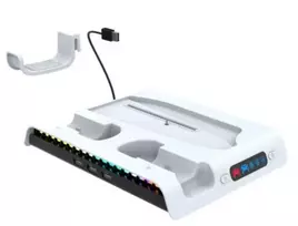 ps5 charging - krovimo RGB stovas su aušinimu iPega P5S006, skirtas PS5 Slim, Baltas - 2 nuotrauka