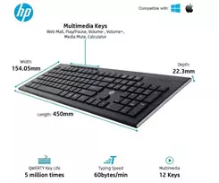 wireless mouse keyboard - HP CS10 Belaidė Klaviatūra ir Pelė Combo USB (Juoda) - 4 nuotrauka