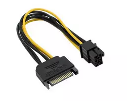 6pin - RoGer SAPCIE6P 15pin SATA Power to 6pin PCIe Adapteris 20cm - 2 nuotrauka