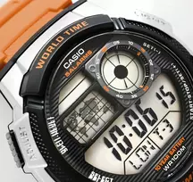 casio zadintuvas - CASIO AE-1000W-4BVDF Vyriškas laikrodis (Raudonas - Red) - 6 nuotrauka