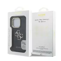 apple iphone 15 pro case - Guess PU 4G Metal Logo Stand Camera Frame dėklas Apple iPhone 15 Pro Max Juodas (Black) - 3 nuotrauka