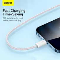 usb lightning laidas baseus - CABLE LIGHTNING TO USB 1M/WHITE CALD000402 BASEUS - 3 nuotrauka