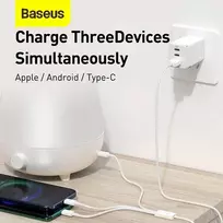 baseus 20w lightning - Baseus USB-A į USB-C/microUSB/Lightning 3.5A 0.5m Baltas (White) P10320105221-00 - 2 nuotrauka