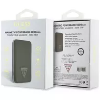 isorine baterija su magsafe - Guess Grained Triangle 5000mAh 15W USB-C MagSafe Brown - 2 nuotrauka