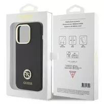 iphone 15 pro max deklas silicone case - Guess Silicone Logo Strass 4G dėklas iPhone 15 Pro Max Juodas (Black) - 2 nuotrauka