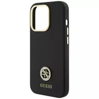 iphone 15 pro max deklas silicone case - Guess Silicone Logo Strass 4G dėklas iPhone 15 Pro Max Juodas (Black) - 4 nuotrauka