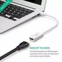adapteris hdmi to displayport - Ugreen 4K HDMI (female) - Mini DisplayPort (male - Thunderbolt 2.0) adapter cable white (MD112 10460) - 7 nuotrauka