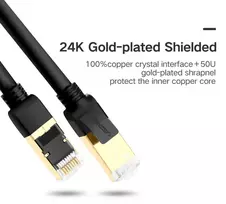 rj45 plug cat7 - UGREEN Ethernet RJ45 Flat network cable , Cat.7, STP, 10m (Black) - 3 nuotrauka