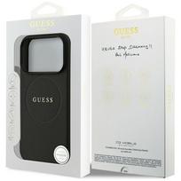 apple iphone 17 - Guess Grained Gold Ring MagSafe dėklas, skirtas iPhone 18 Pro / 17 Pro, Juodas (Black) - 2 nuotrauka