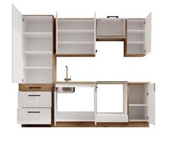 virtuves baldai 4 m - Virtuvinių baldų komplektas ADRK Vika 240, baltas/ąžuolo (White/Oak) - 4 nuotrauka