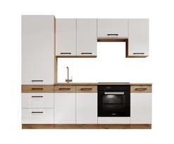 virtuves baldai 4 m - Virtuvinių baldų komplektas ADRK Vika 240, baltas/ąžuolo (White/Oak) - 5 nuotrauka