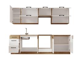 virtuviniai baldu komplektai - Virtuvės baldų komplektas ADRK Vika 260, baltas/rudas (White/Brown) - 4 nuotrauka