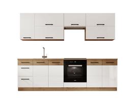 virtuviniai baldu komplektai - Virtuvės baldų komplektas ADRK Vika 260, baltas/rudas (White/Brown) - 5 nuotrauka