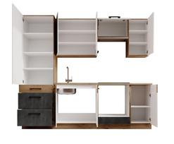 virtuves baldai 4 m - Virtuvės baldų komplektas VIKA 240, juodas/rudas (Black/Brown) - 4 nuotrauka